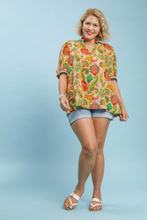 Load image into Gallery viewer, Mallory Jacquard Mixed Print Ruffle Neck Top