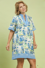 Load image into Gallery viewer, Restocked! Madison Chinoiserie Print Dress in Blue Mix