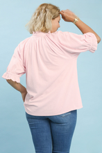 Load image into Gallery viewer, Char Textured Ruffle Sleeve V-Neck Top