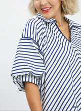 Load image into Gallery viewer, Beverly Blue Striped Collared Top
