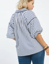 Load image into Gallery viewer, Beverly Blue Striped Collared Top