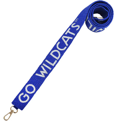 Go Wildcats Blue and White Beaded Purse Strap