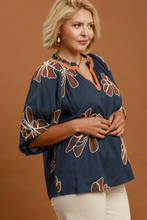 Load image into Gallery viewer, Marci Embroidered Floral Split Neck Top