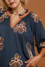 Load image into Gallery viewer, Marci Embroidered Floral Split Neck Top