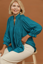 Load image into Gallery viewer, Brittany Smocked Button Top in Teal