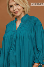 Load image into Gallery viewer, Teal Me About It Smocked Top