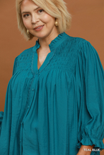 Load image into Gallery viewer, Brittany Smocked Button Top in Teal