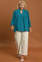 Load image into Gallery viewer, Brittany Smocked Button Top in Teal