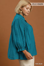 Load image into Gallery viewer, Teal Me About It Smocked Top