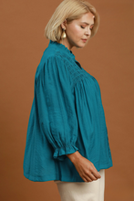 Load image into Gallery viewer, Brittany Smocked Button Top in Teal