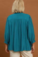 Load image into Gallery viewer, Brittany Smocked Button Top in Teal