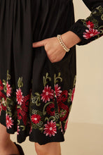 Load image into Gallery viewer, Kellie Embroidered Long Sleeve Scoop Neck Dress