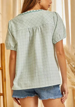 Load image into Gallery viewer, Madi Floral Embroidered Gingham Top