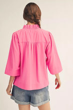 Load image into Gallery viewer, Georgia Ruffle Collared Top in Pink
