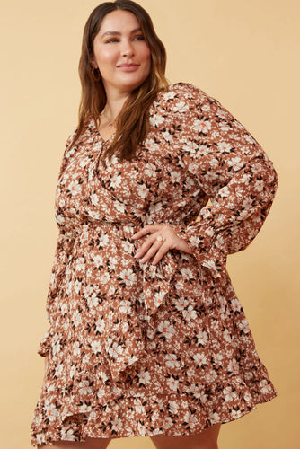 Sammie Floral Print Cinched Cuffed Wrap Dress