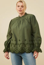 Load image into Gallery viewer, Savannah Scallop Hem Eyelet Embroidered Top