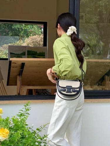 Buckle Décor Top Handle Crossbody Bag (5 colors)