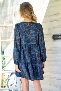 Sonya Navy Floral Long Sleeve Dress