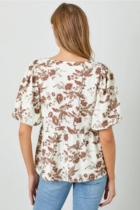 Restocked! Harlow Mocha and Cream Floral Top