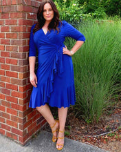 Load image into Gallery viewer, Restocked! Whimsy Wrap Dress in Cobalt Blue