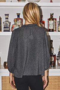 Doris Metallic Foiled Ribbed Top