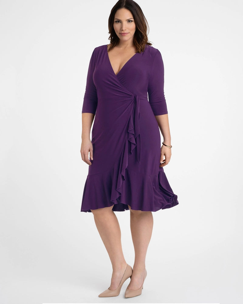 New Color! Whimsy Wrap Dress in Plum Passion