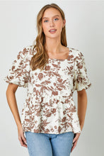 Load image into Gallery viewer, Restocked! Harlow Mocha and Cream Floral Top