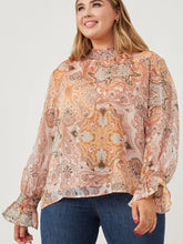 Load image into Gallery viewer, Sarah Paisley Print Smock Detail Chiffon Top