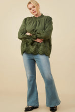 Load image into Gallery viewer, Savannah Scallop Hem Eyelet Embroidered Top