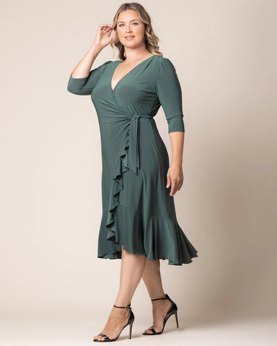 New Color! Whimsy Wrap Dress in Fern Green