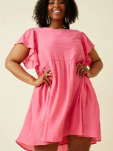 Load image into Gallery viewer, Lona Flutter Sleeve Textured Dress in Pink