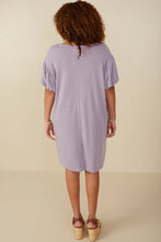 Load image into Gallery viewer, Brittany Puff Sleeve French Terry Knit Dress in Lilac