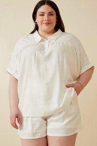 Willow Short Sleeve Collared Dolman Top