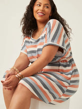 Load image into Gallery viewer, Mikayla Striped Terry Knit Drawstring Dress