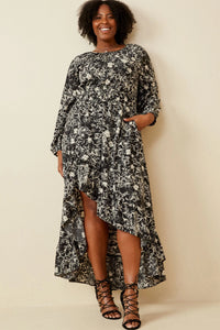 Amelia Floral Print Asymmetric Hem Maxi Dress