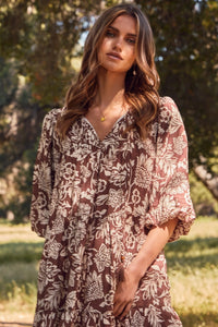 Kelly Boho Print Babydoll Dress