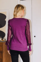 Load image into Gallery viewer, Blake Sequin Sleeve Top in Eggplant
