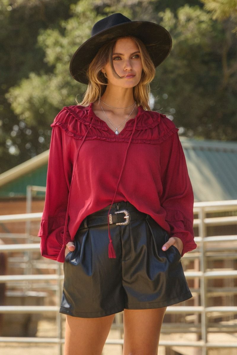 Morgan Boho Ruffle Trim Top