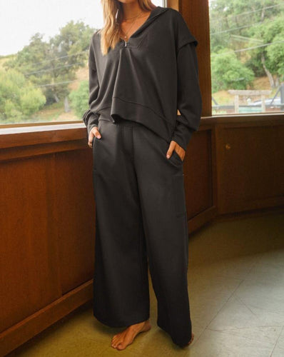 Charlie Black Scuba Wide Leg Pant