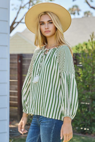 Audrey Striped Peasant Top