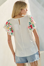 Load image into Gallery viewer, Haylee Embroidered Flutter Sleeve Top
