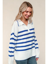 Load image into Gallery viewer, Piper Royal Blue Striped Knit Pullover