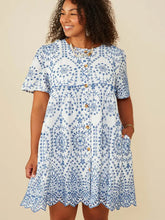 Load image into Gallery viewer, Restocked! Bethany Eyelet Button Down Scallop Hem Dress