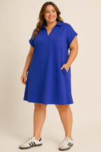 Load image into Gallery viewer, Caroline Collared Royal Blue Dress