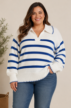 Load image into Gallery viewer, Piper Royal Blue Striped Knit Pullover