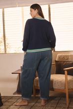 Load image into Gallery viewer, Restocked! Marla Mock Neck Striped Trim Top