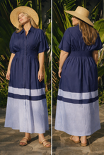 Load image into Gallery viewer, Milie Pin Striped Cotton Poplin Midi Shirt Dress