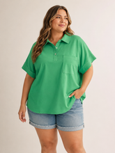 Load image into Gallery viewer, Eileen Linen Blend Polo Shirt in Green