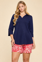 Load image into Gallery viewer, Sadie Lightweight Sun-Cool 3/4 Sleeve Top in Navy