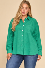 Load image into Gallery viewer, Ava Embroidered Button Up Top in Green